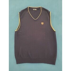 Notre Dame Crable Sportswear Knit Sweater Vest Mens Sz M Navy Blue & Gold Irish